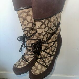 COACH Brown Patterned Women's Boots